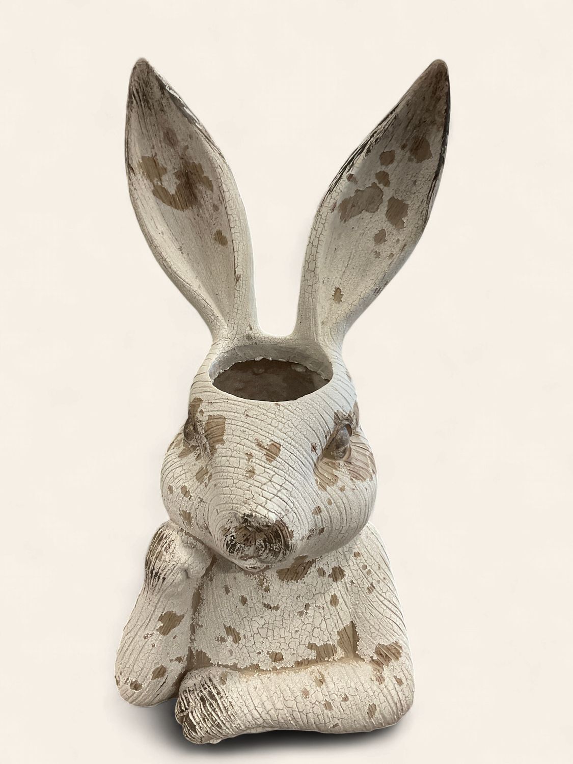 Distressed Rabbit Head Planter