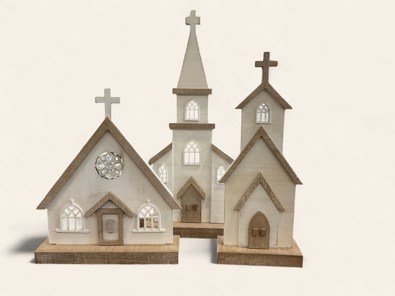 Whitewashed wooden Church Figures