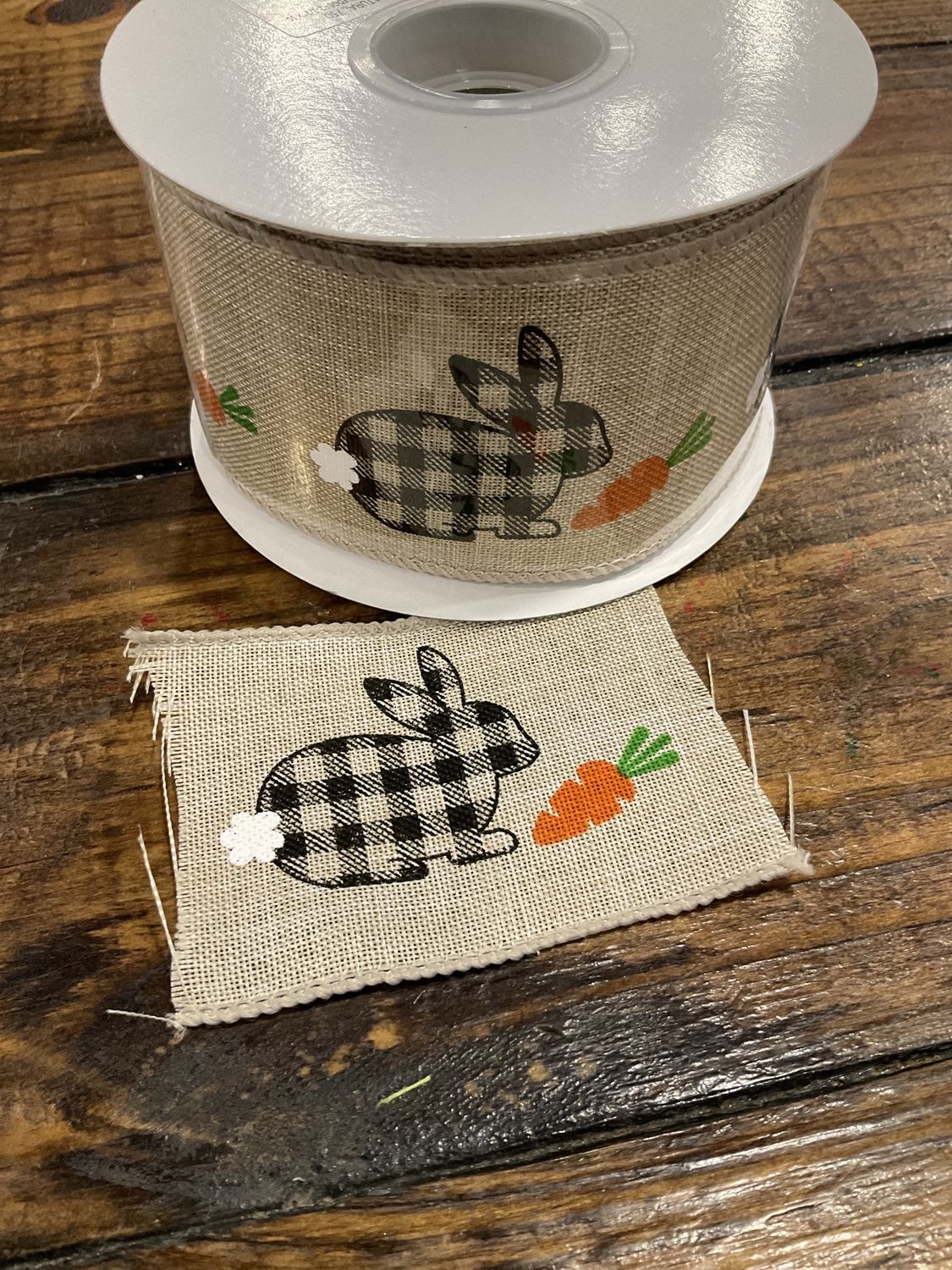 Bunny, gingham linen ribbon
