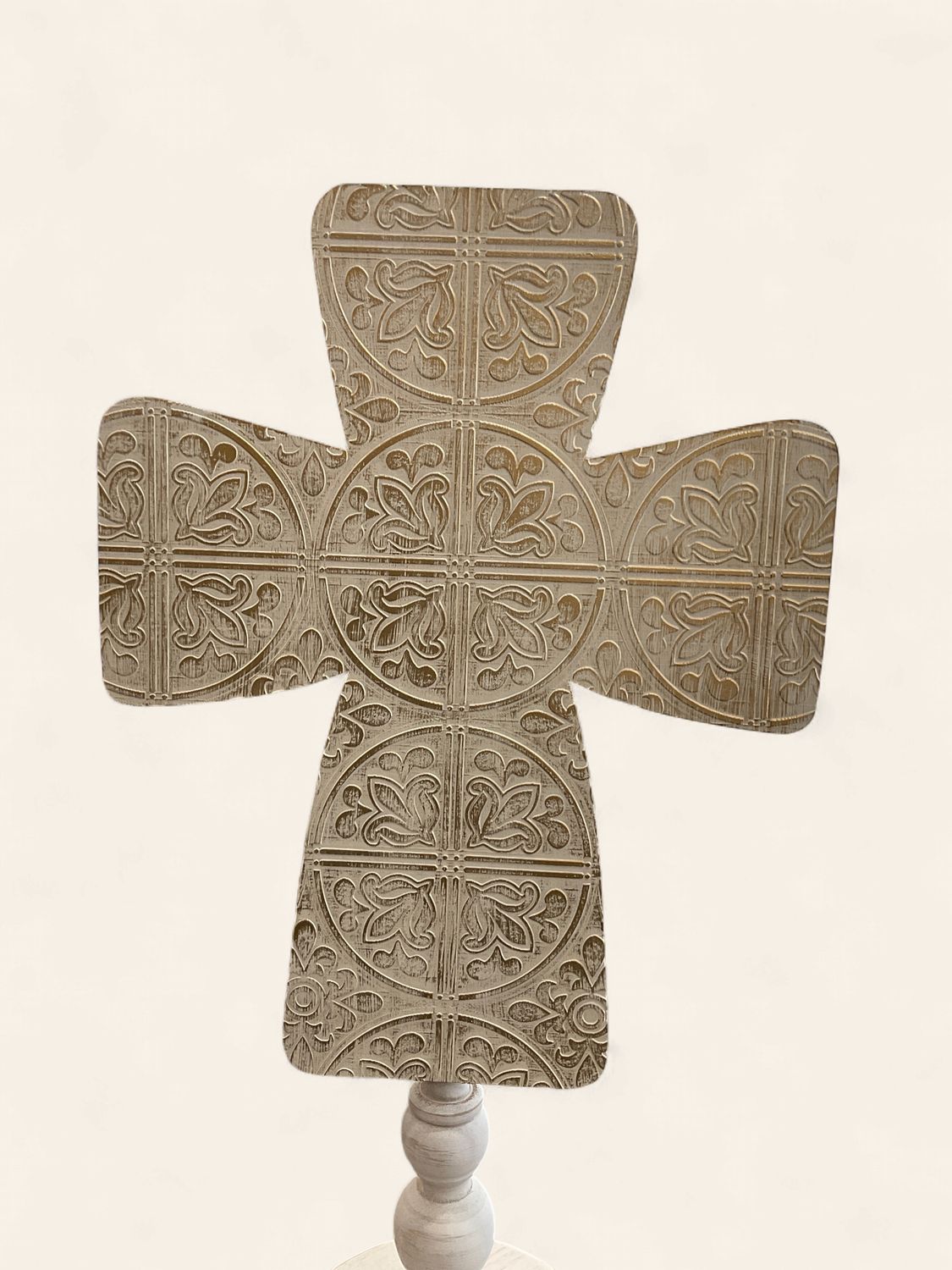 Embossed White Cross topper