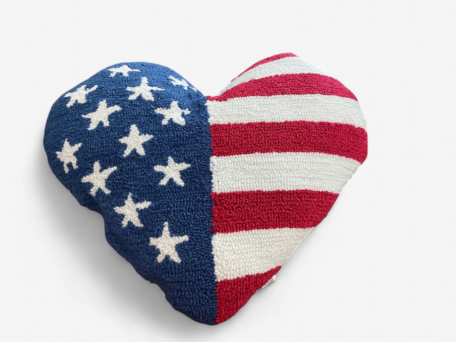 Flag heart shaped hooked pillow