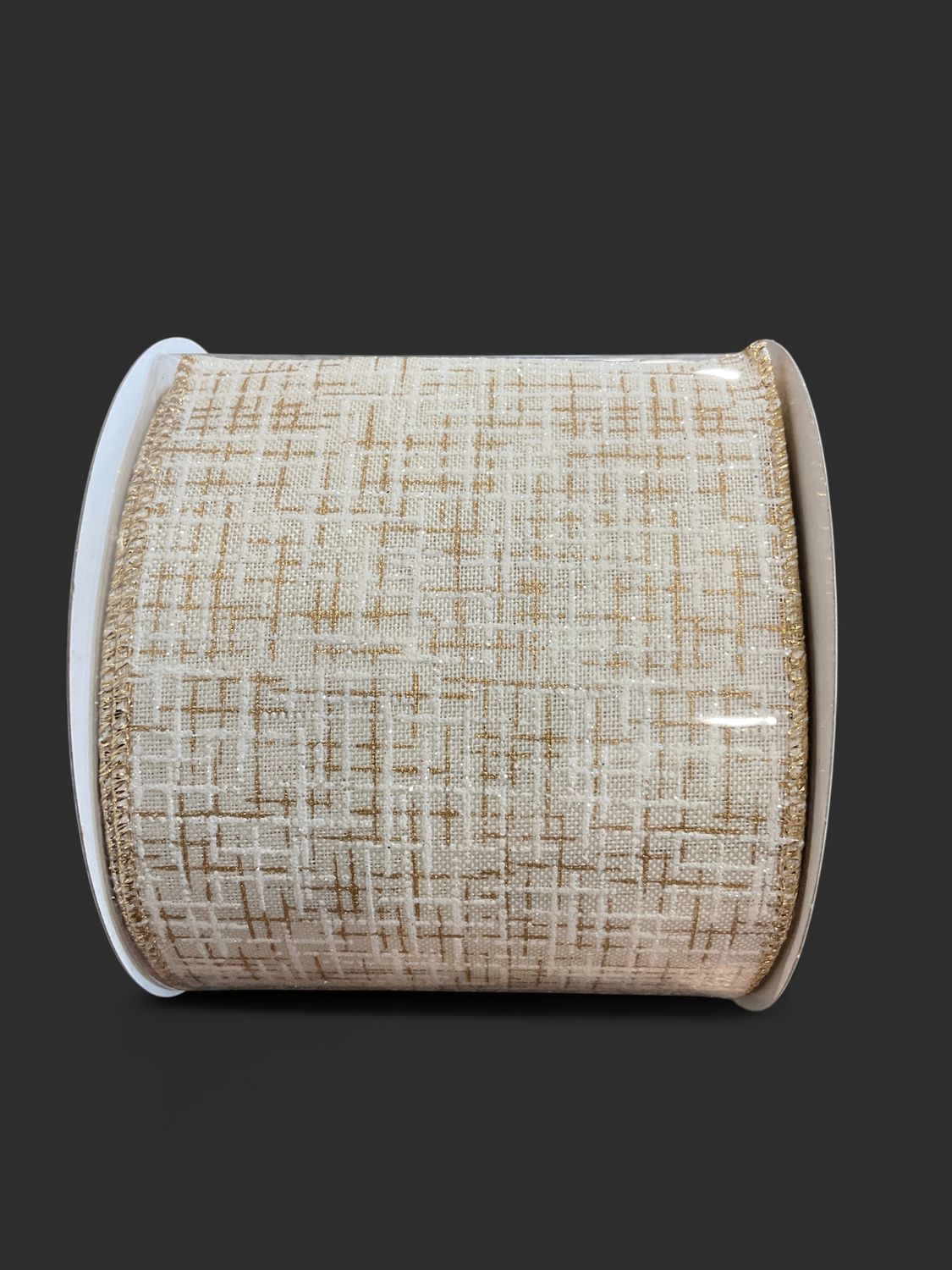 Striped texture, elegance, linen ribbon ivory/gold