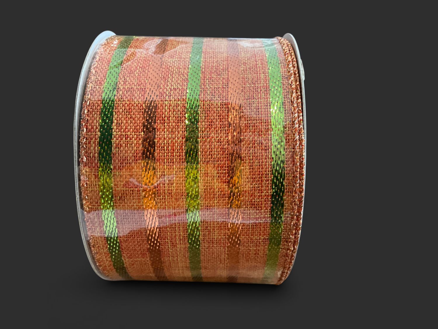 Tonal metallic Stripes on Linen  Orange