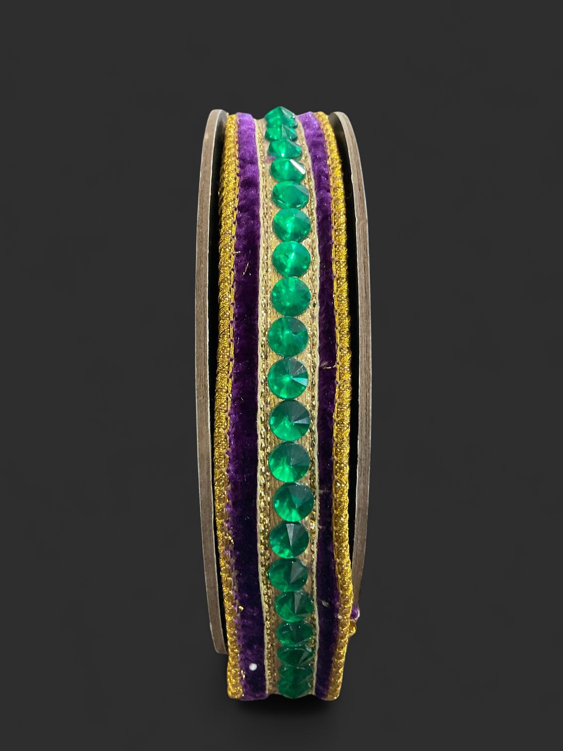Jeweled center plush velvet deluxe ribbon, purple/green
