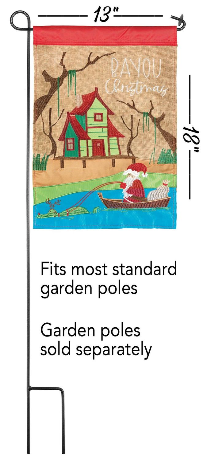 SANTA BAYOU CHRISTMAS FLAG BURLAP GARDEN