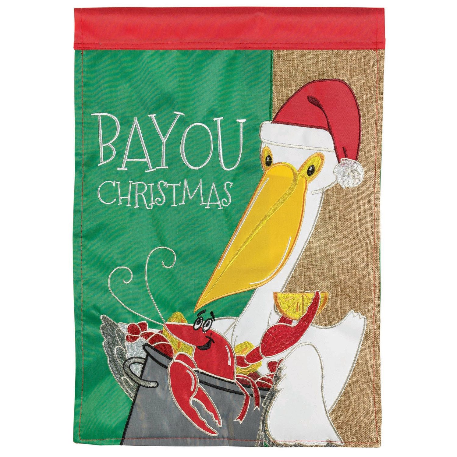 CHRISTMAS IN BAYOU FLAG APPLIQUE GARDEN