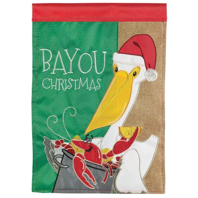 CHRISTMAS IN BAYOU FLAG APPLIQUE GARDEN
