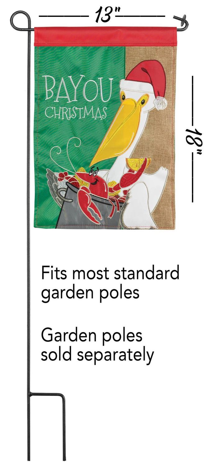 CHRISTMAS IN BAYOU FLAG APPLIQUE GARDEN
