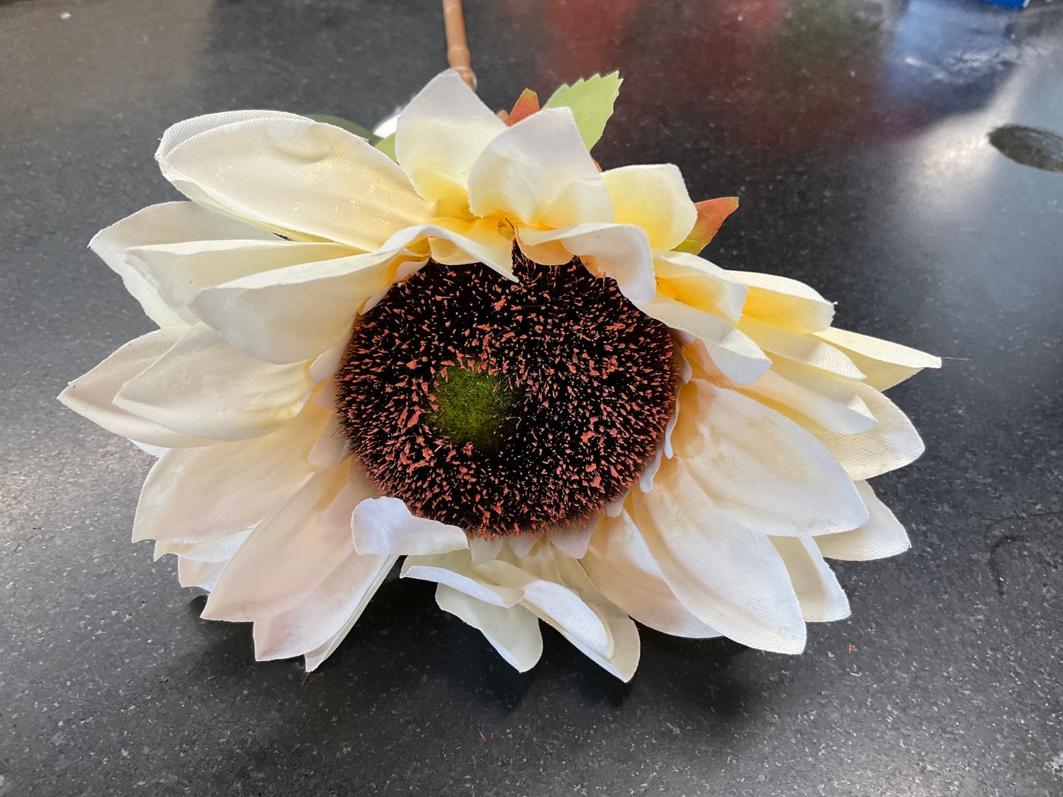 Vintage fabric, sunflower, stem ivory