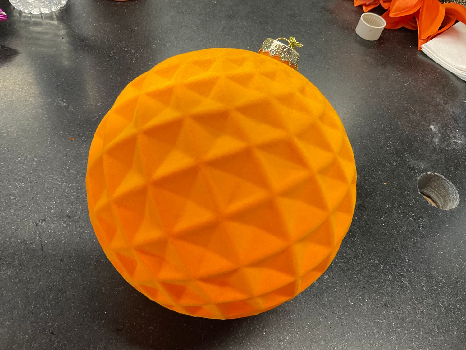 Plastic flocked diamond ball ornament