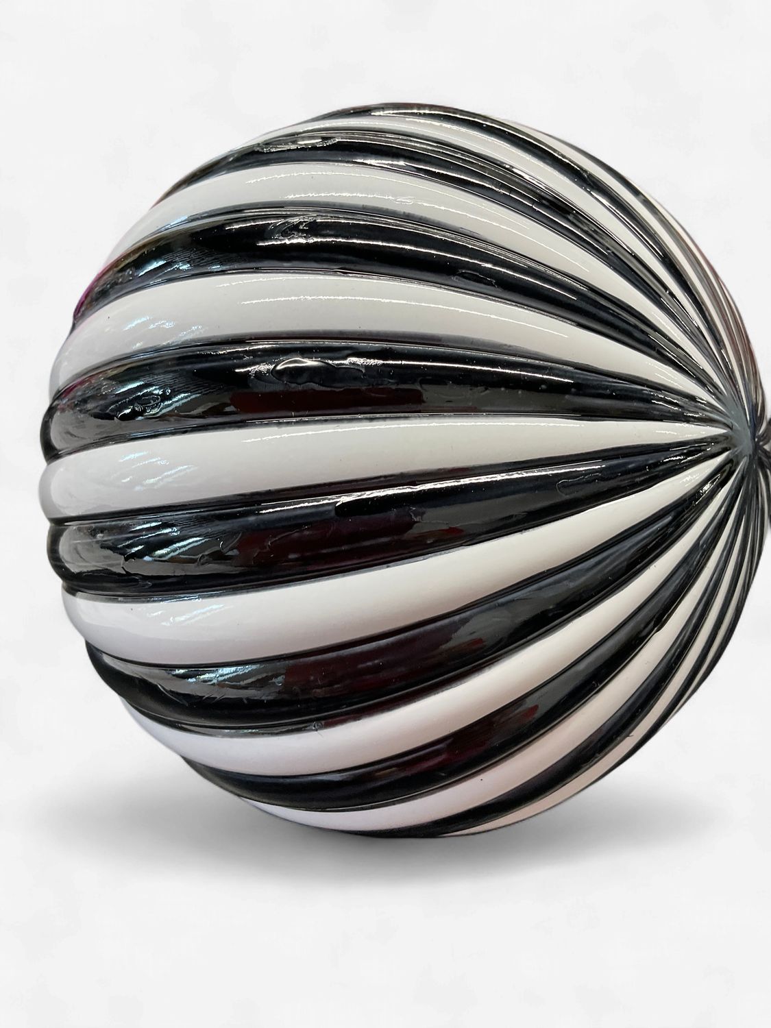 Vertical striped ball ornament