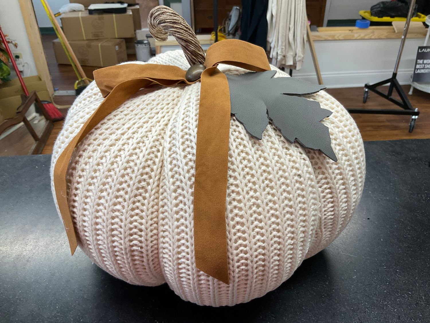 Cream knit pumpkin