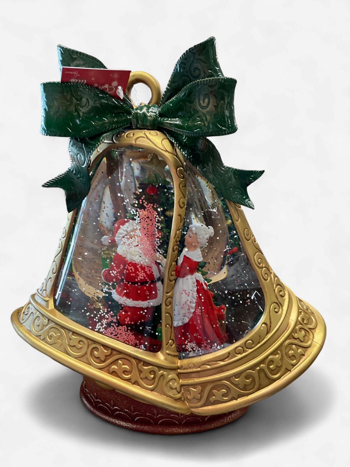 Lighted swirl, Mr. and Mrs. Claus globe