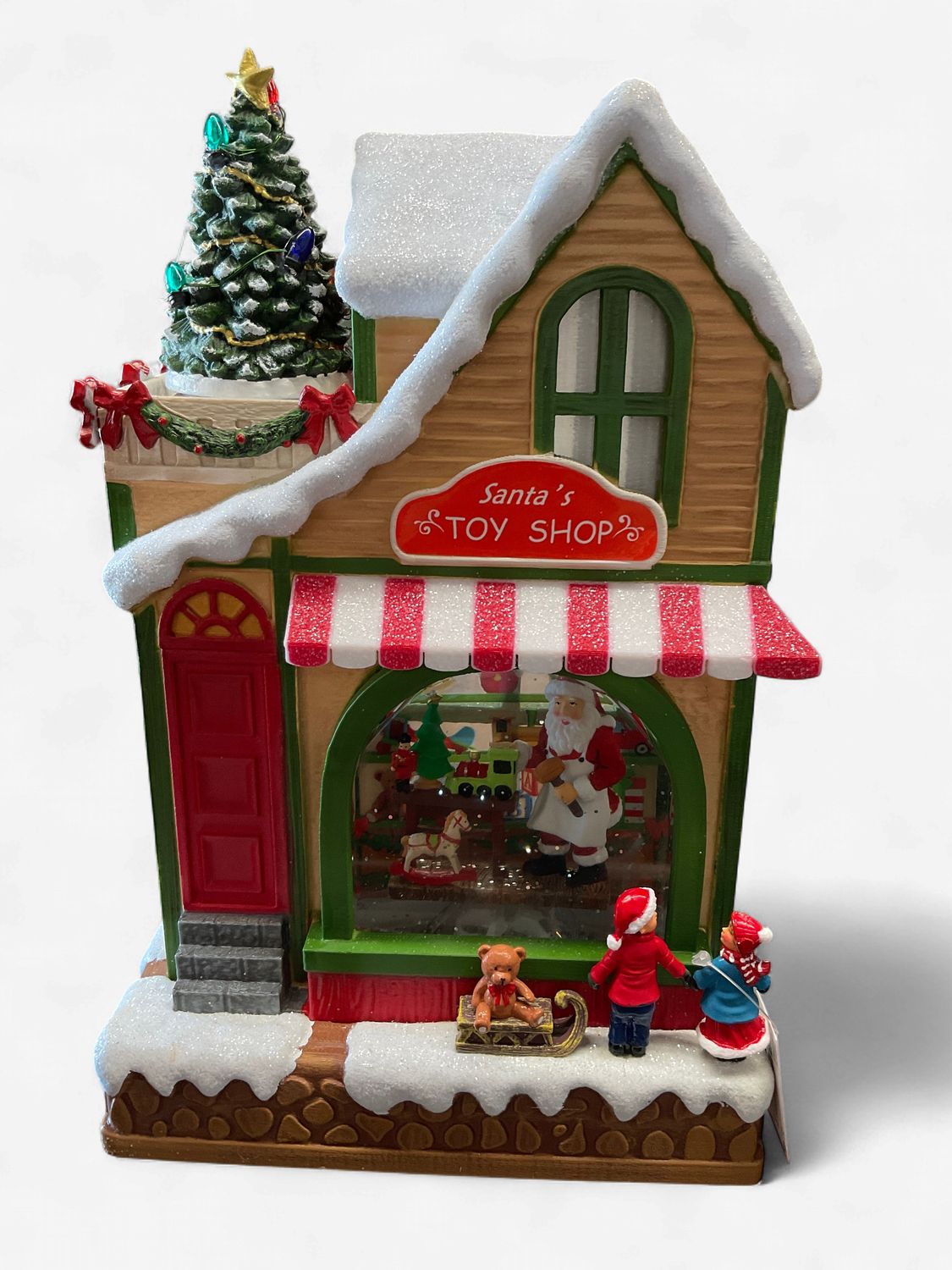 Lighted musical Santa toy shop