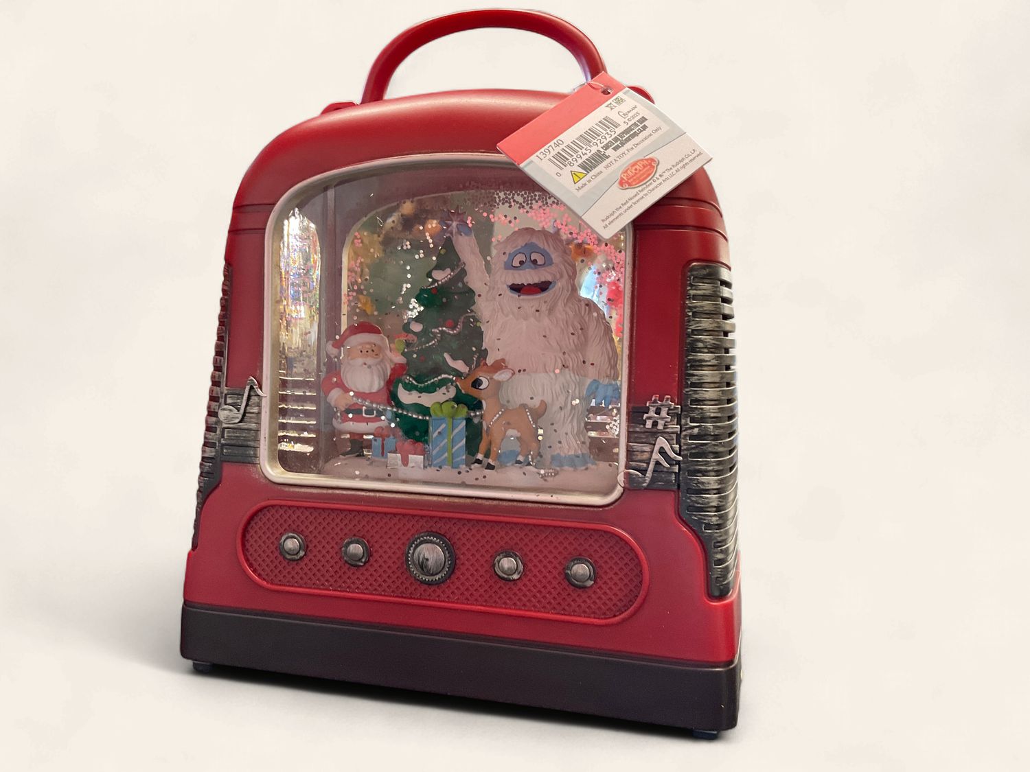 Rudolph lighted swirl radio with Santa and bumble