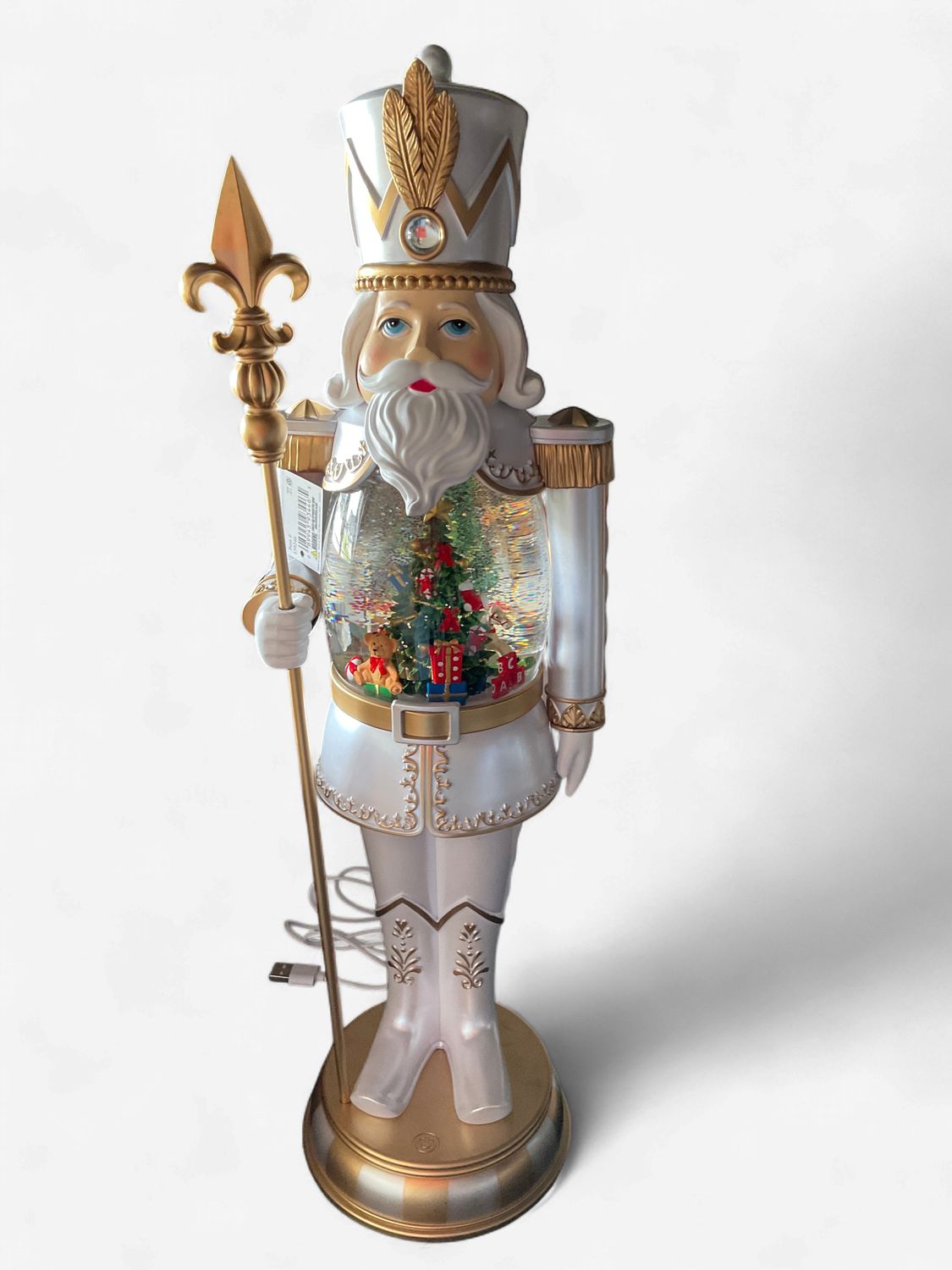 Lighted silver and gold nutcracker