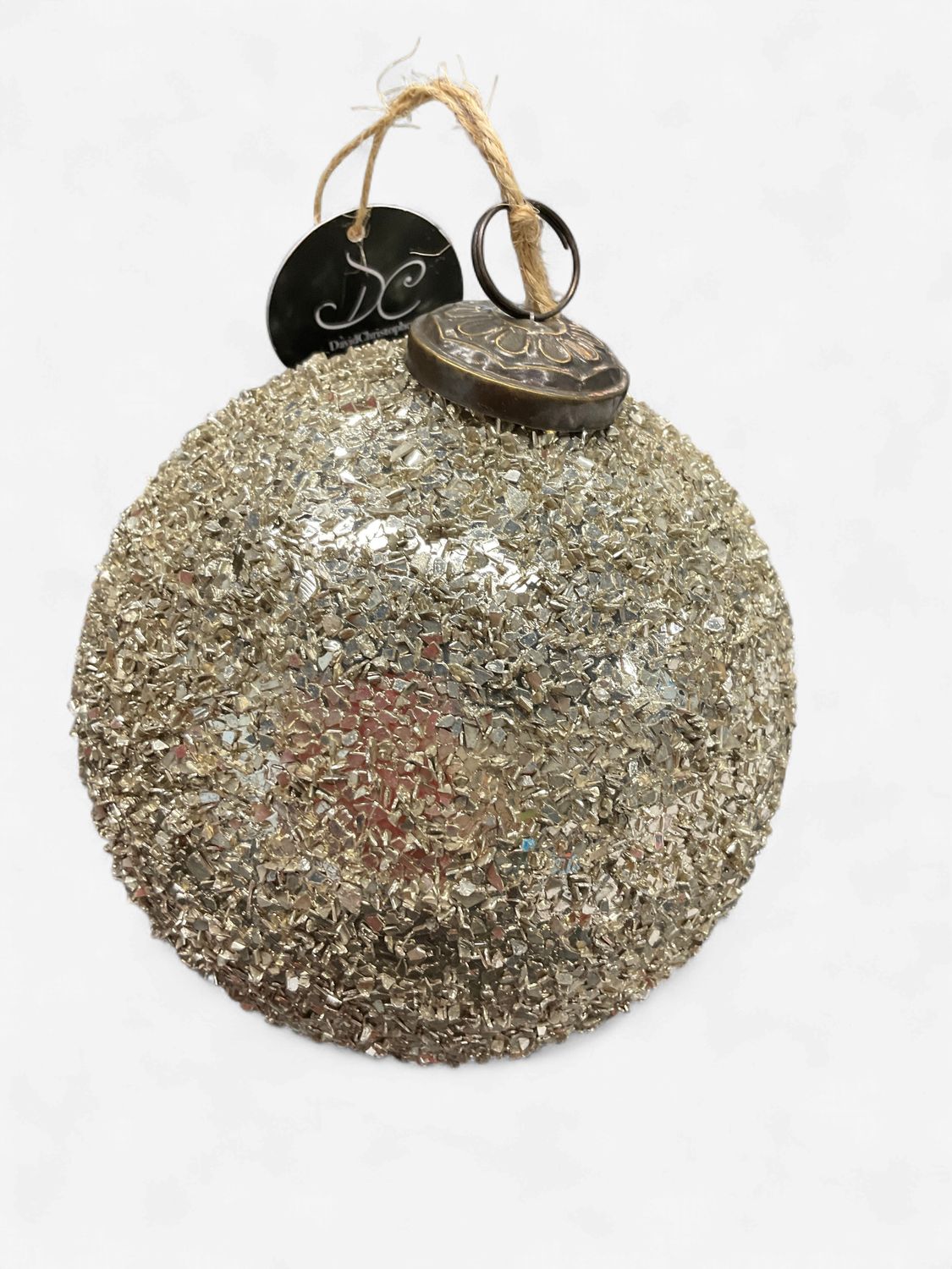 Textured sequence glass ball ornament silver/platinum