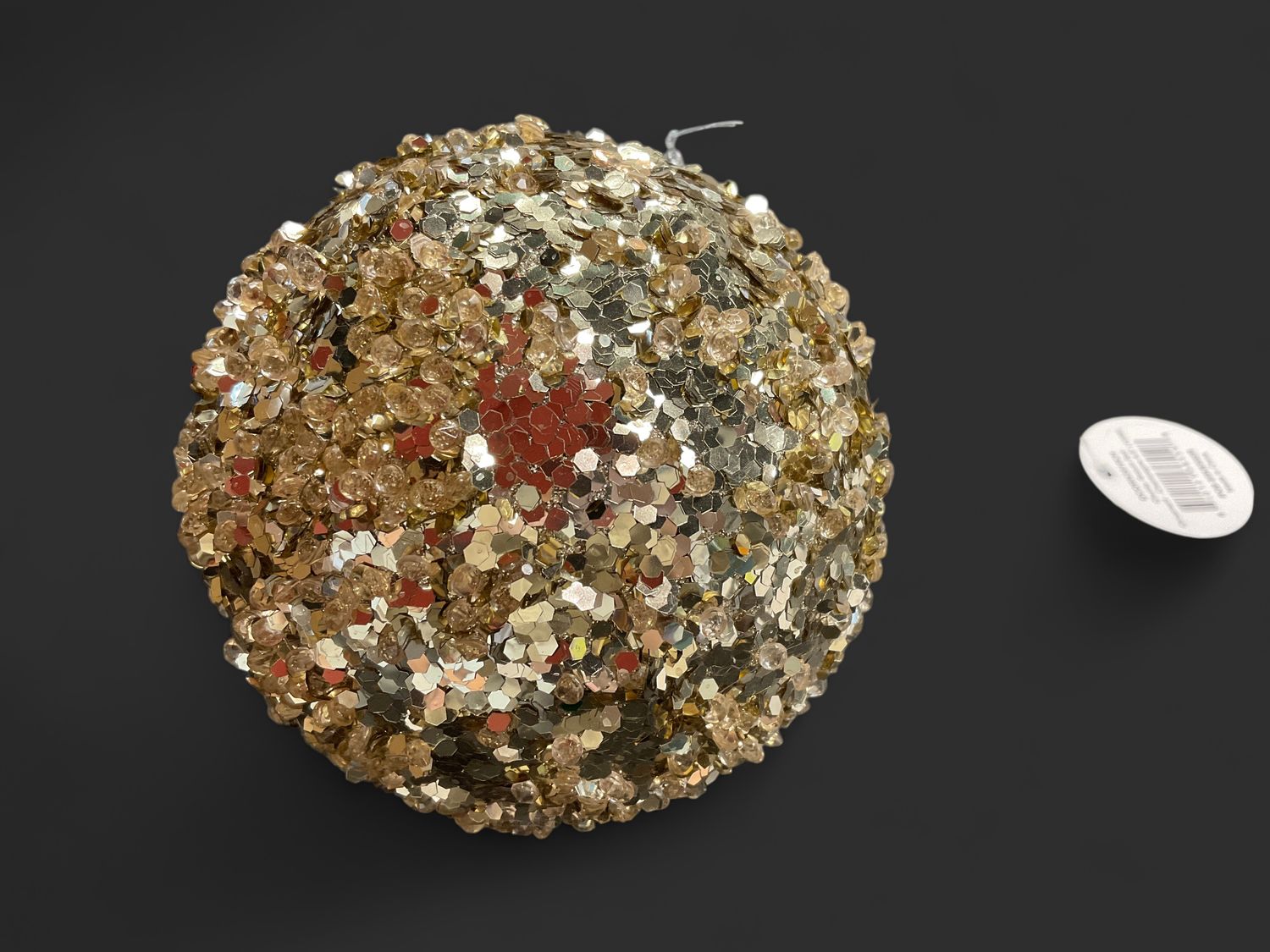 Chunky sequence ball ornament champagne