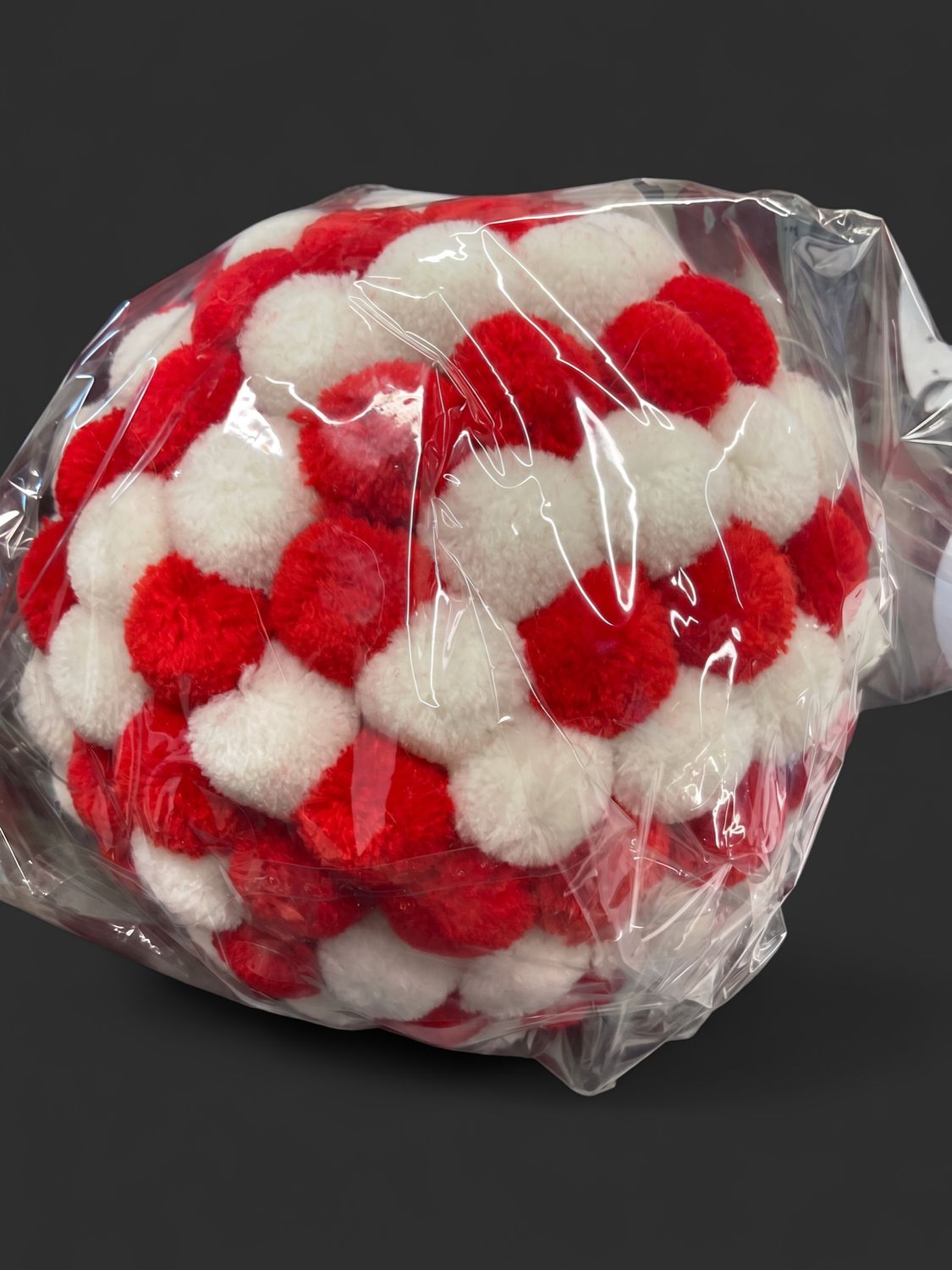 Red and white pom-pom ball ornament