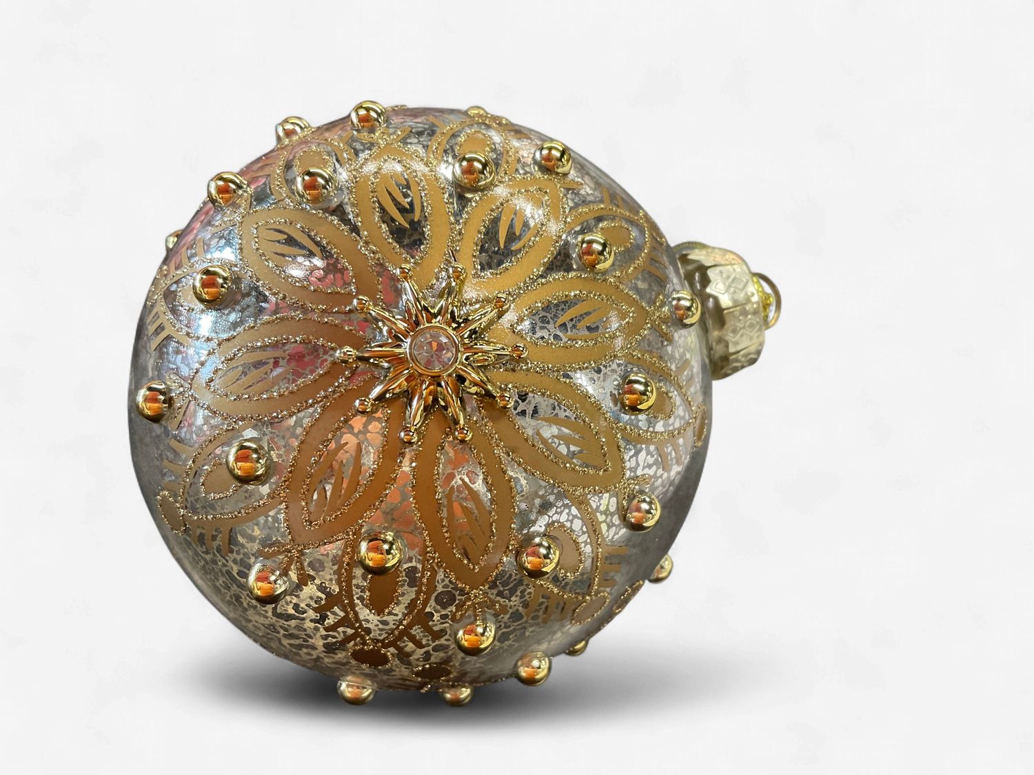Mercury, silver, antique gold snowflake ornament