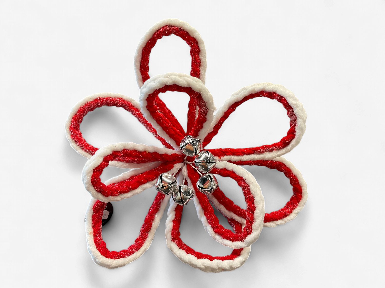 Cableknit striped poinsettia red/white