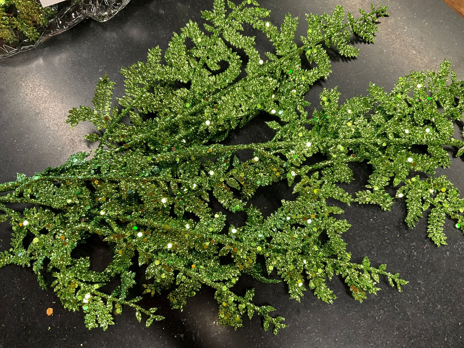 Glittered fern spray green