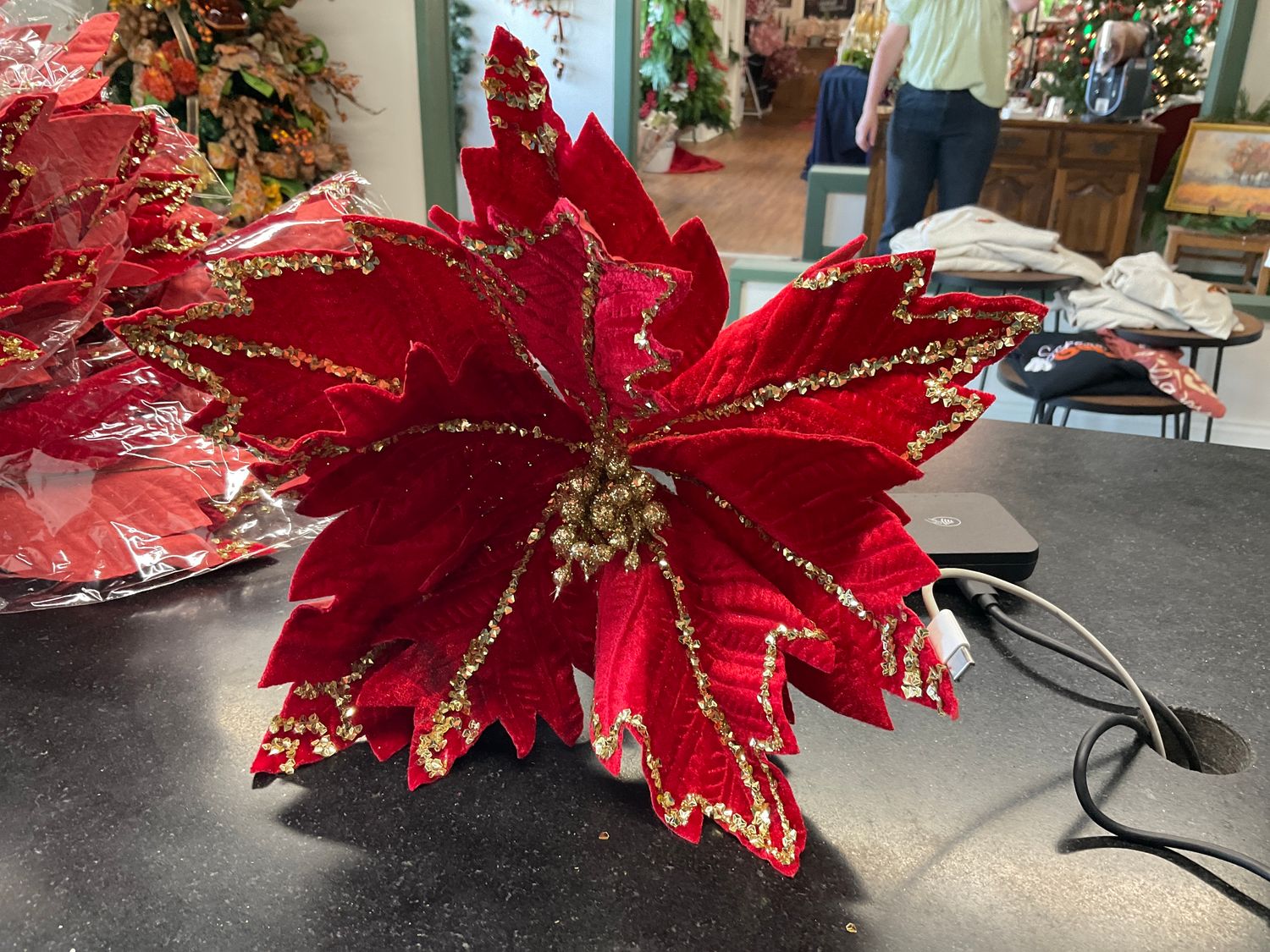 Royal red velvet with gold  sequin