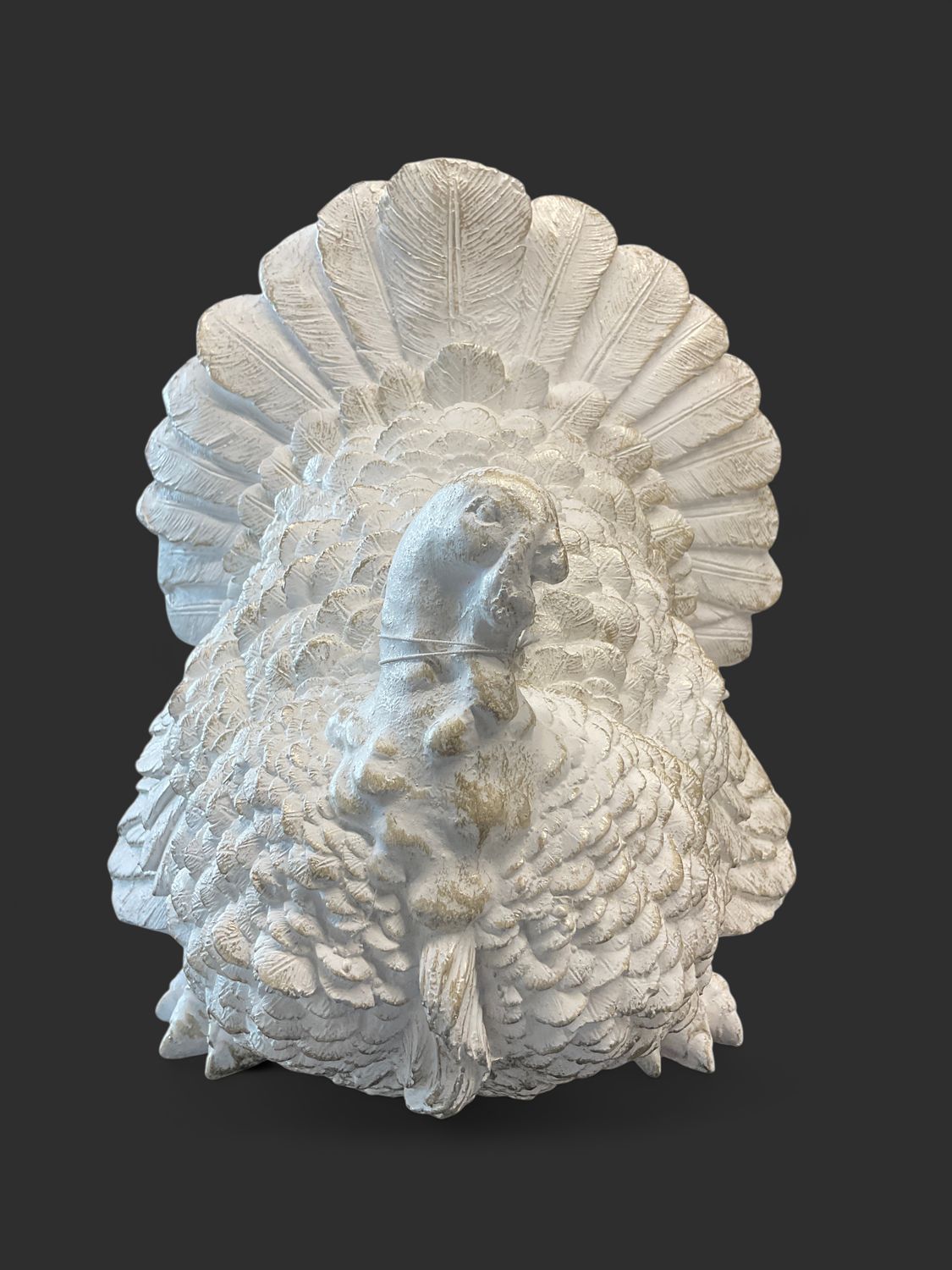 Large champagne and white turkey figure