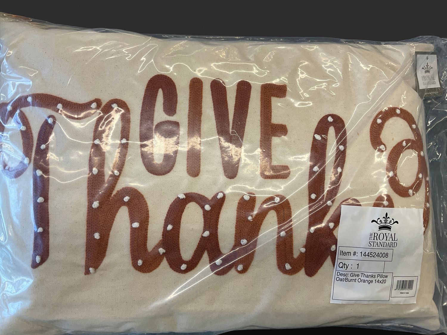 Give Thanks Pillow burnt orange