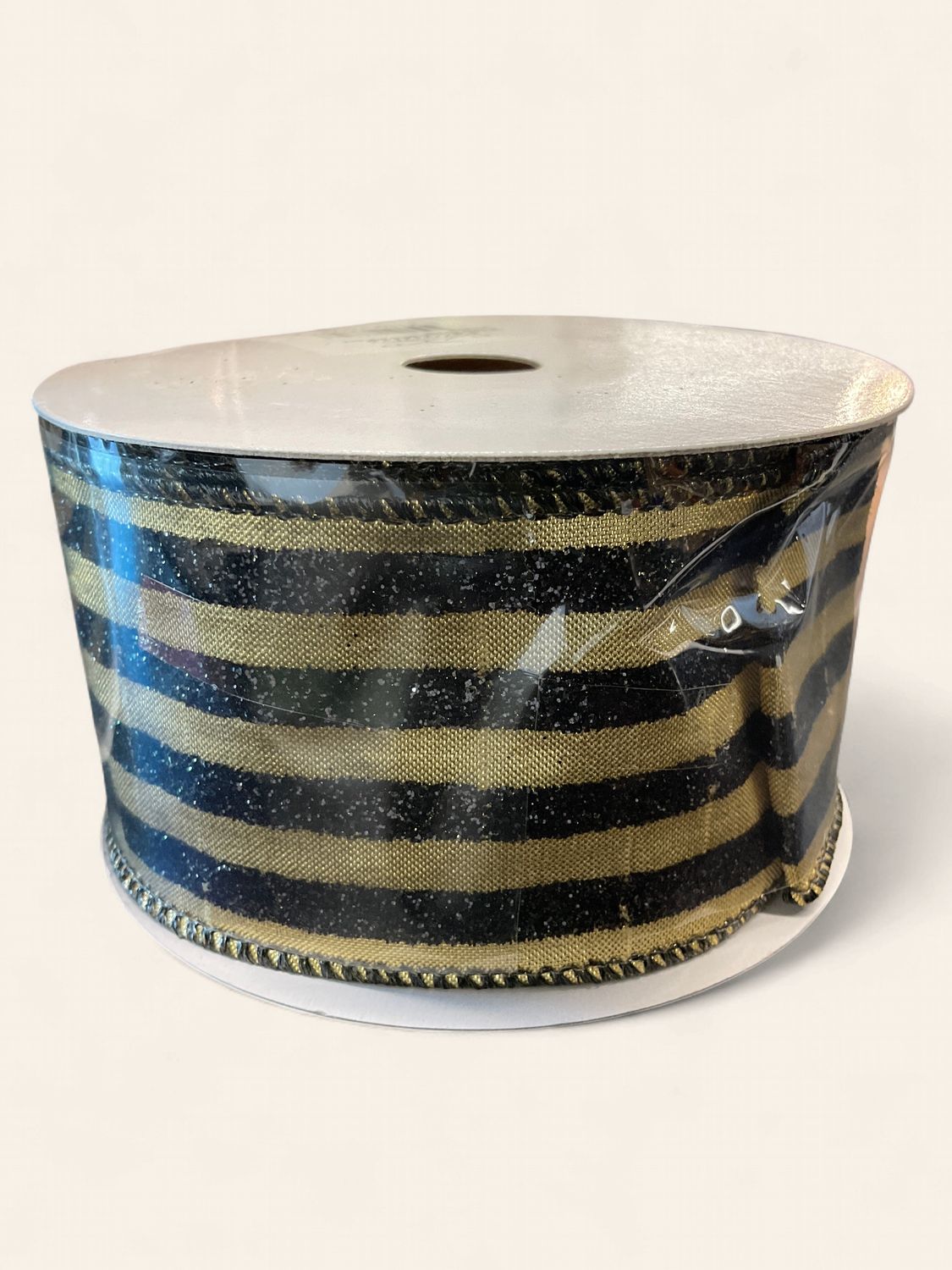 Metallic Gold W/Black Striped Ribbon