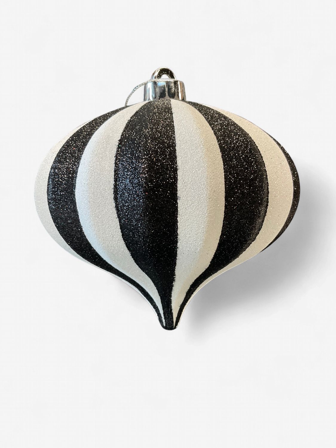 Classic striped black and white onion ornament