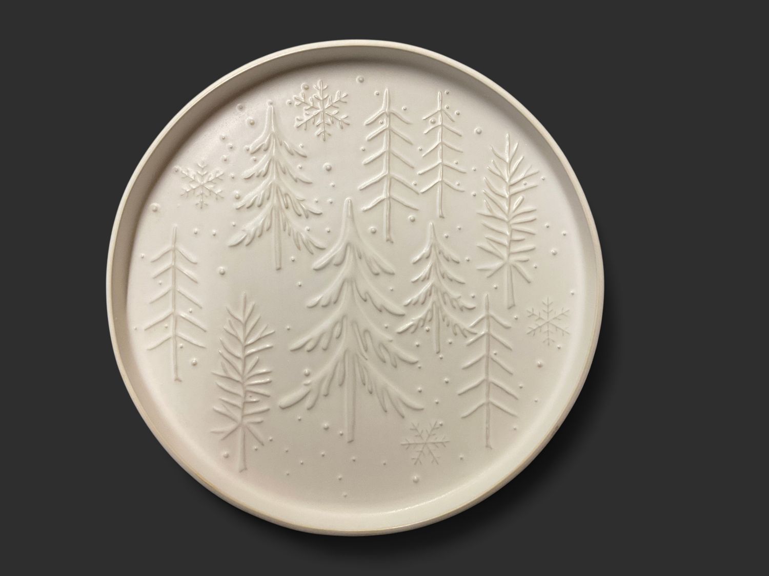 Winter fir platter antique white