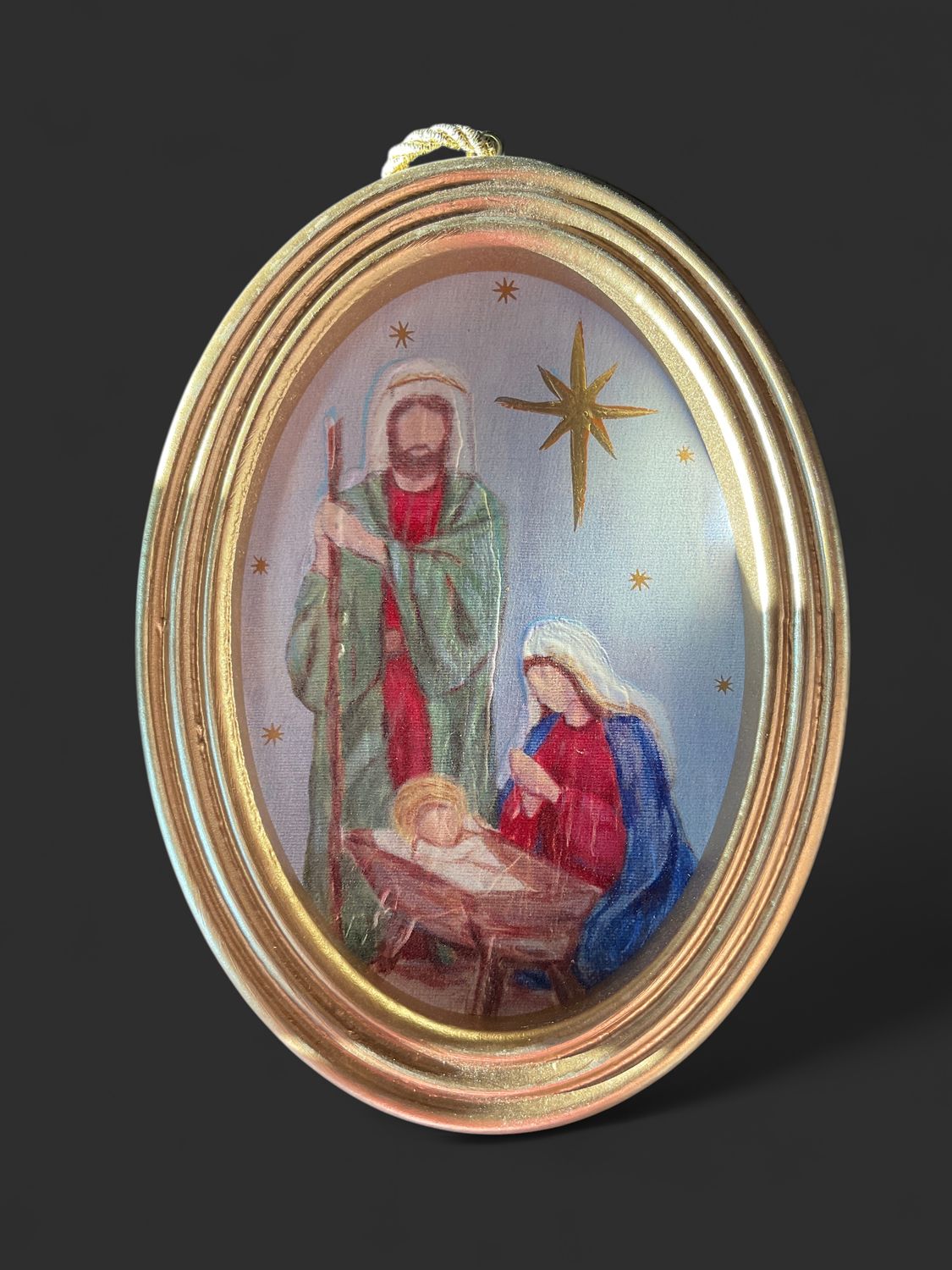 Framed nativity ornament