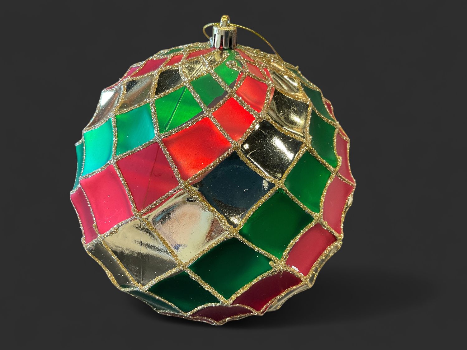 Plastic round glitter ornament