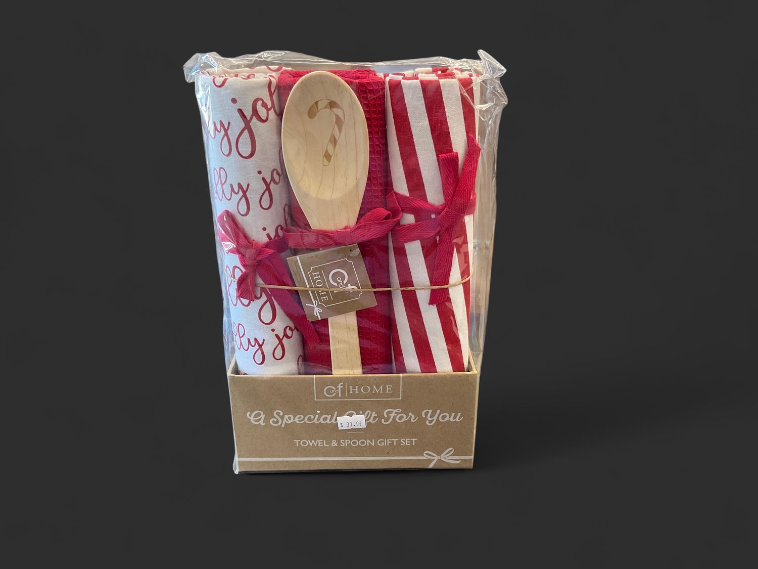 Jolly candy cane towel spoon set 4