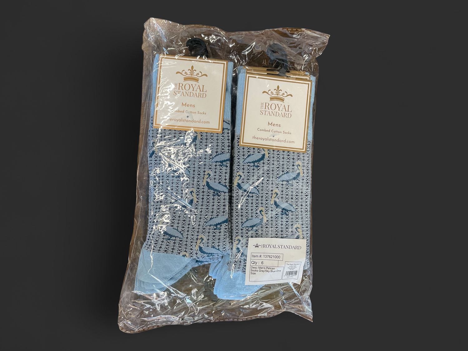 Men’s pelican socks, gray/sky blue