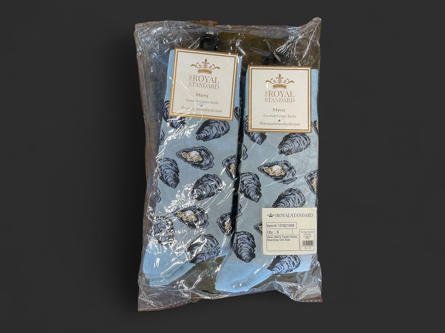 Men’s oyster socks, blue/gray