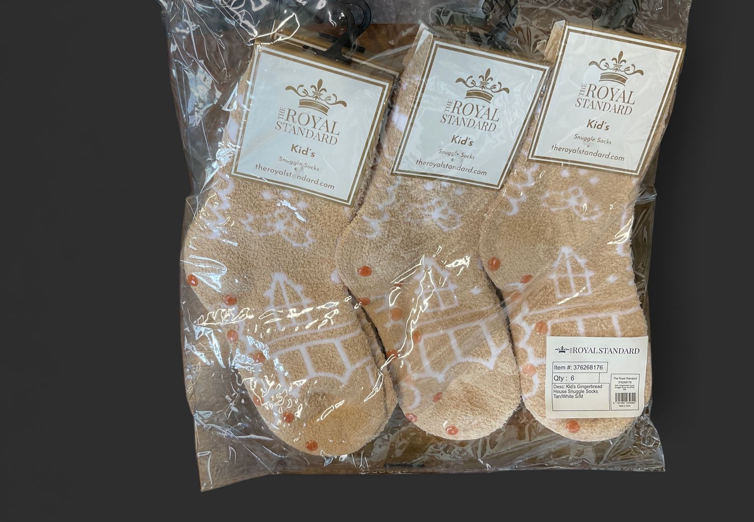 Kids gingerbread house, snuggle socks, Size: S-M