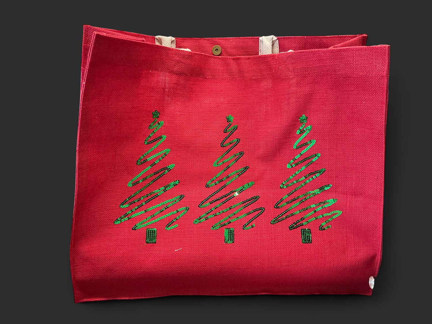 Christmas tree sequin carryall tote 22 x 19 x 8