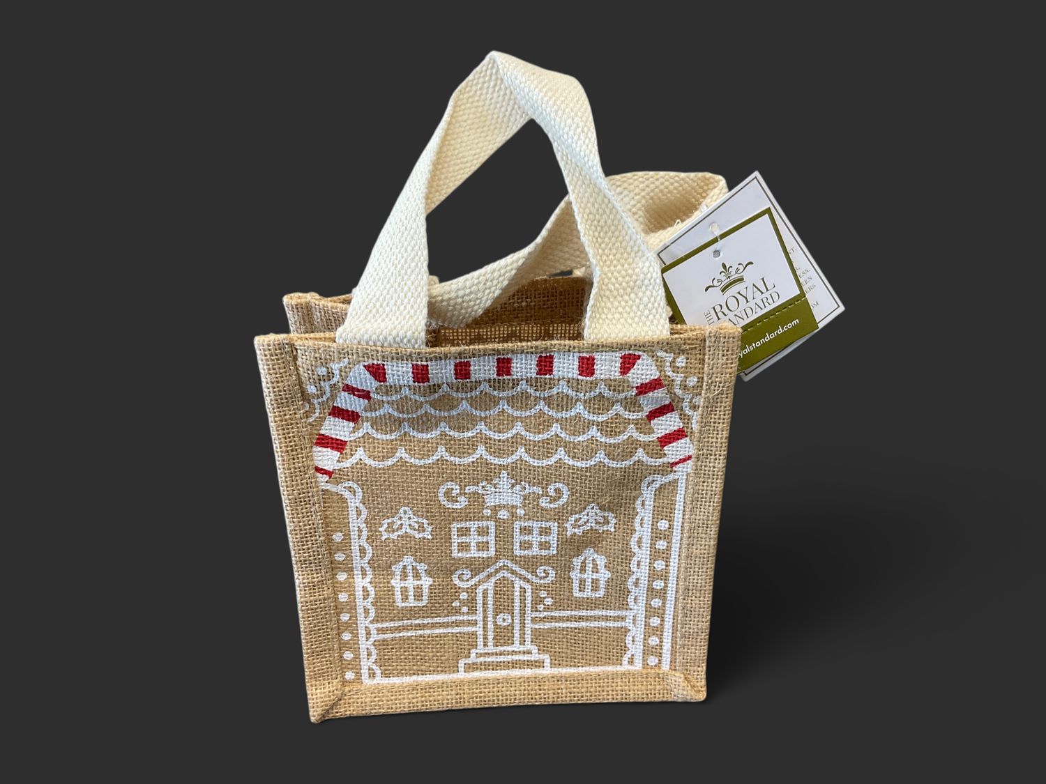Gingerbread house petite gift tote 7 x 7 x 5