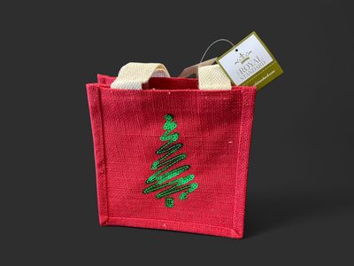 Christmas tree sequin petite gift tote 7 x 7 x 5