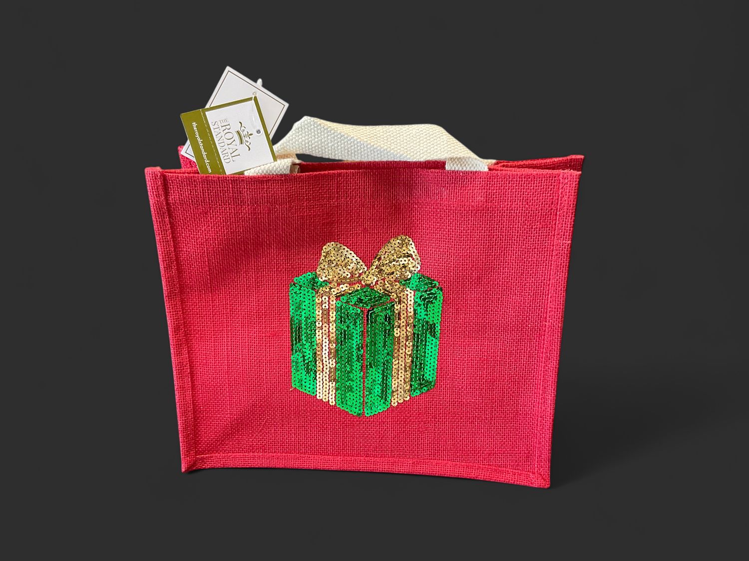 Christmas present sequin gift tote 12 x 10 x 5