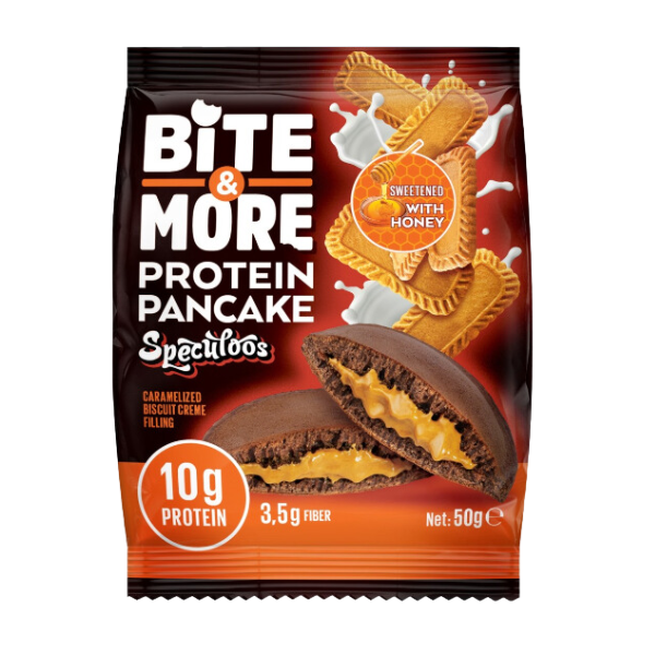 Bite &amp; More Protein Pancake Brown Bread Speculoos Caramelized Biscuit Creme Filling Sweetened With Honey