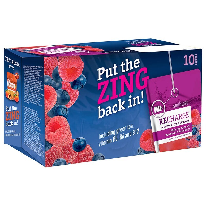 Sun-Blast Vitamin Water Recharge (Rasp-Blueberry) - 10 pcs