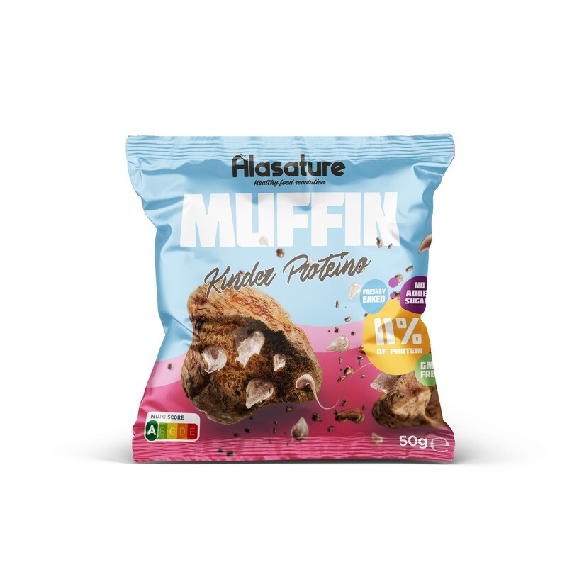 Alasature. Muffins High Protein, Kinder, With Sweeteners, Freshly Baked, No Added Sugars, GMO Free.