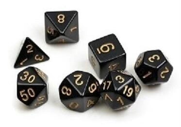 Sirius dice - Solid Black, Gold Ink