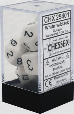 Opaque White/Black Polyhedral 7-Die Set