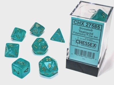 Borealis Teal/Gold Polyhedral 7-Die Set