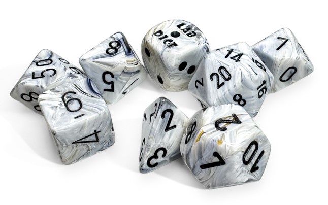 Lab Dice Marble Calcite/black Polyhedral 7-Die Set