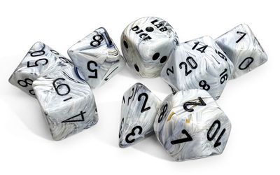 Lab Dice Marble Calcite/black Polyhedral 7-Die Set
